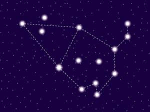 Cepheus constellation. Starry night sky. Zodiac sign. Cluster of