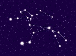 Centaurus constellation. Starry night sky. Zodiac sign. Cluster