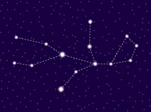 Virgo constellation. Starry night sky. Zodiac sign. Cluster of s