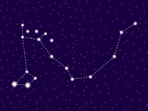 Draco constellation. Starry night sky. Cluster of stars and gala