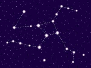 Hercules constellation. Starry night sky. Cluster of stars and g