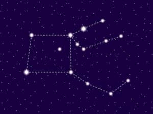 Pegasus constellation. Starry night sky. Cluster of stars and ga